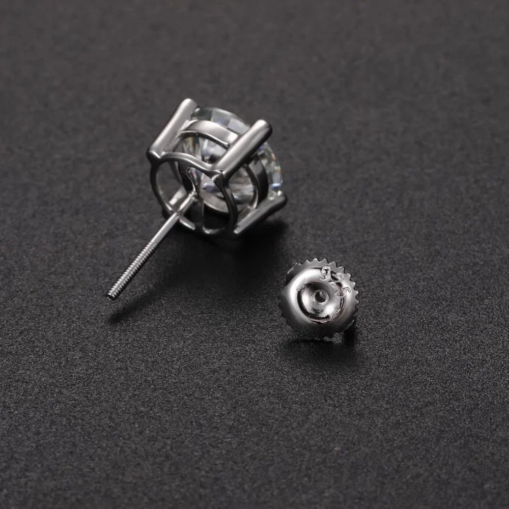 Certified 6ct. t.w. Moissanite Diamond Round Stud Earrings NEW A - Picture 5 of 11